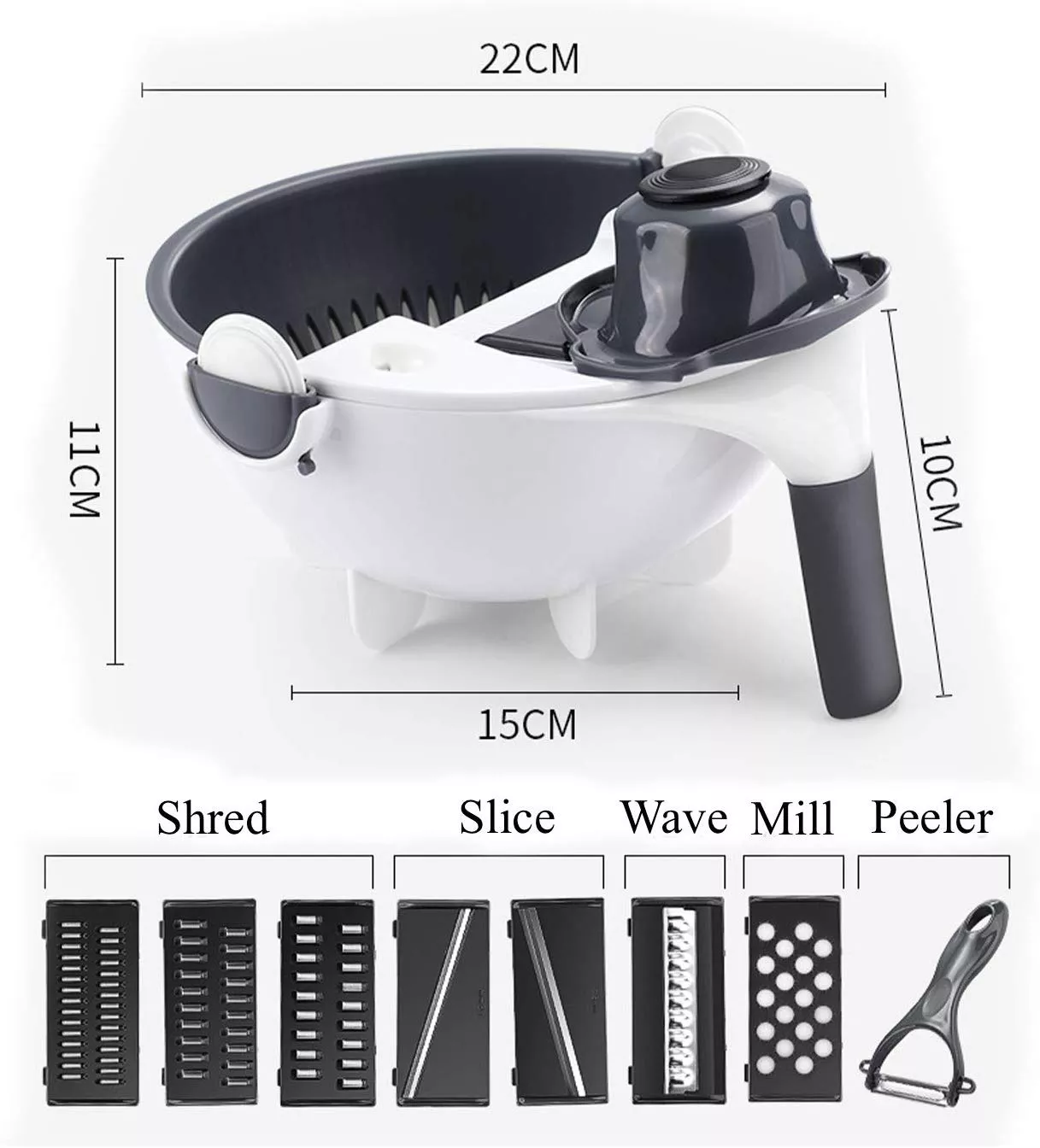 9-in-1 Multifunctional Vegetable Chopper, Cutter & Slicer With Draining Basket