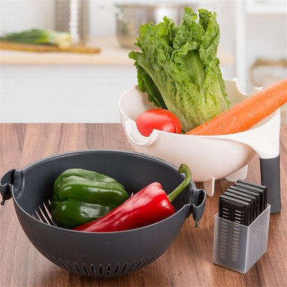 9-in-1 Multifunctional Vegetable Chopper, Cutter & Slicer With Draining Basket