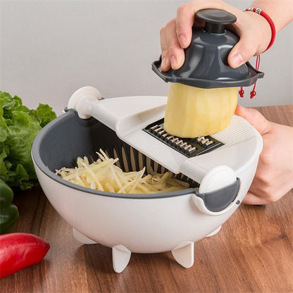 9-in-1 Multifunctional Vegetable Chopper, Cutter & Slicer With Draining Basket