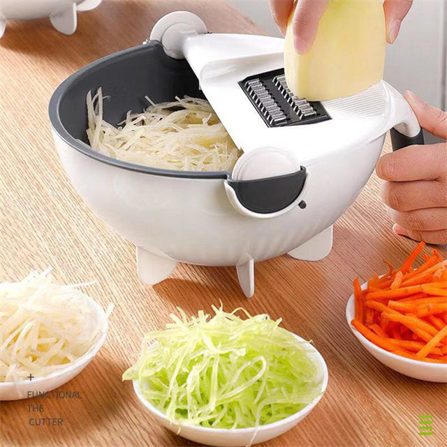 9-in-1 Multifunctional Vegetable Chopper, Cutter & Slicer With Draining Basket